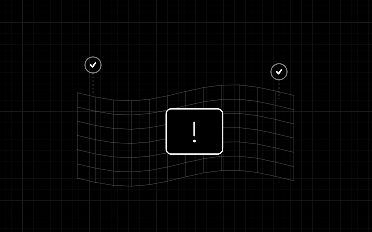 Diagram of a scanned surface with a gap in coverage flagged for attention