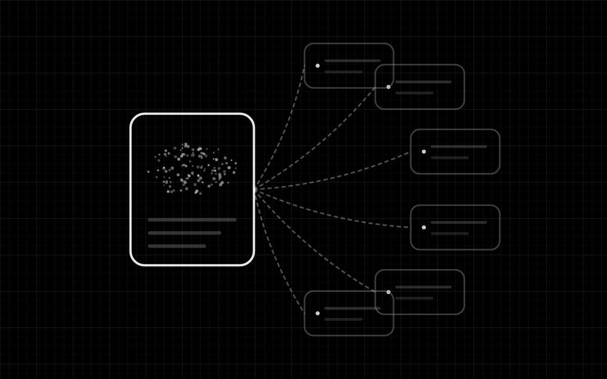 Diagram of a master scan record with every derivative file linked back to it