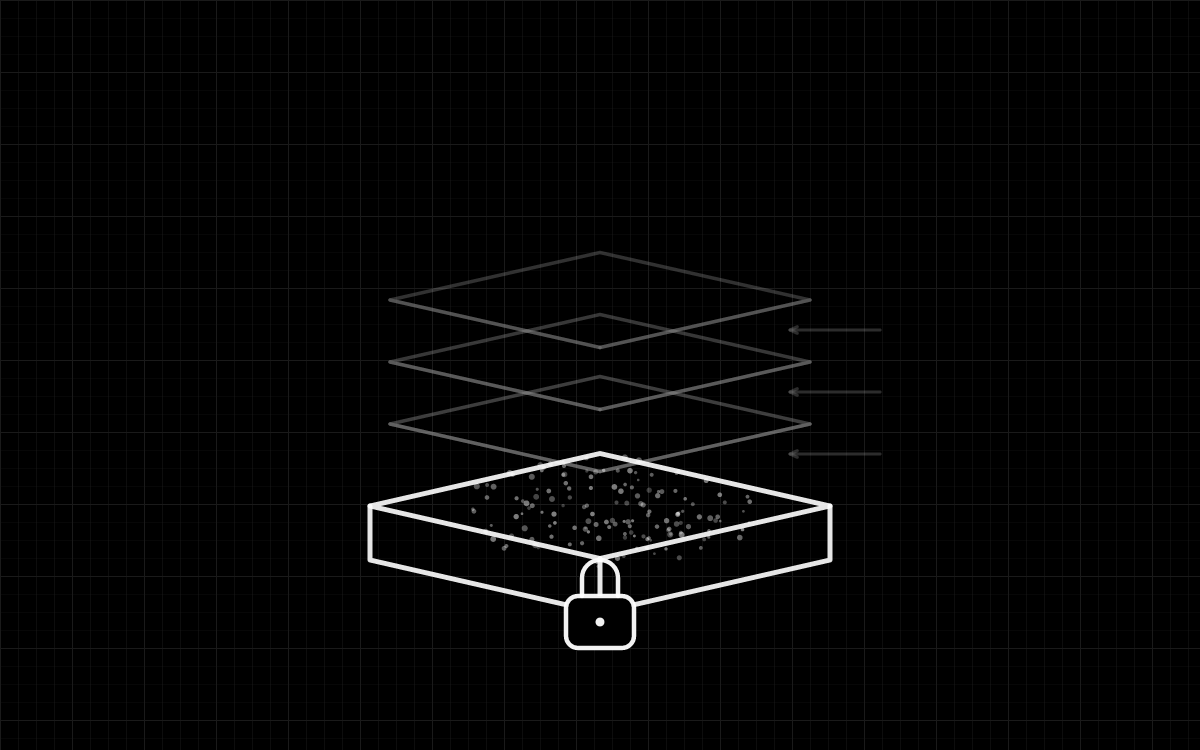 Diagram of derivative layers stacked above a locked, preserved master of the raw scan data